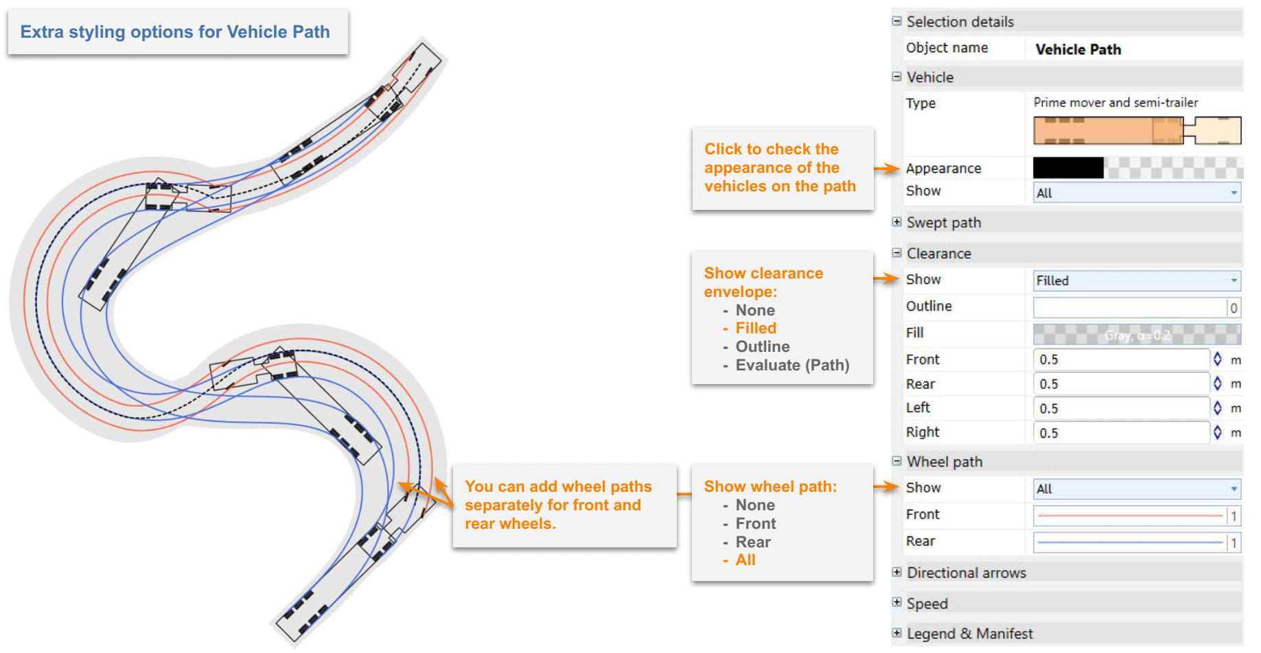 Extra styling options for vehicle path - 2